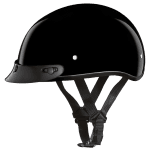 DOT Approved Daytona Skull Cap Half Shell Motorcycle Helmet With Visor - Hi-Gloss Black