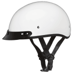 DOT Approved Daytona Skull Cap Half Shell Motorcycle Helmet With Visor - Hi-Gloss White