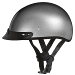 DOT Approved Daytona Skull Cap Half Shell Motorcycle Helmet With Visor - Silver Metallic