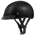 DOT Approved Daytona Skull Cap Half Shell Motorcycle Helmet With Visor - Leather Covered