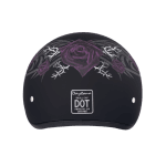 DOT Approved Daytona Skull Cap Half Shell Motorcycle Helmet - Purple Rose