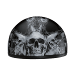 DOT Approved Daytona Skull Cap Half Shell Motorcycle Helmet - Skull Flame Silver