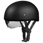 DOT Approved Daytona Skull Cap Half Shell Motorcycle Helmet With Inner Shield - Matte Black