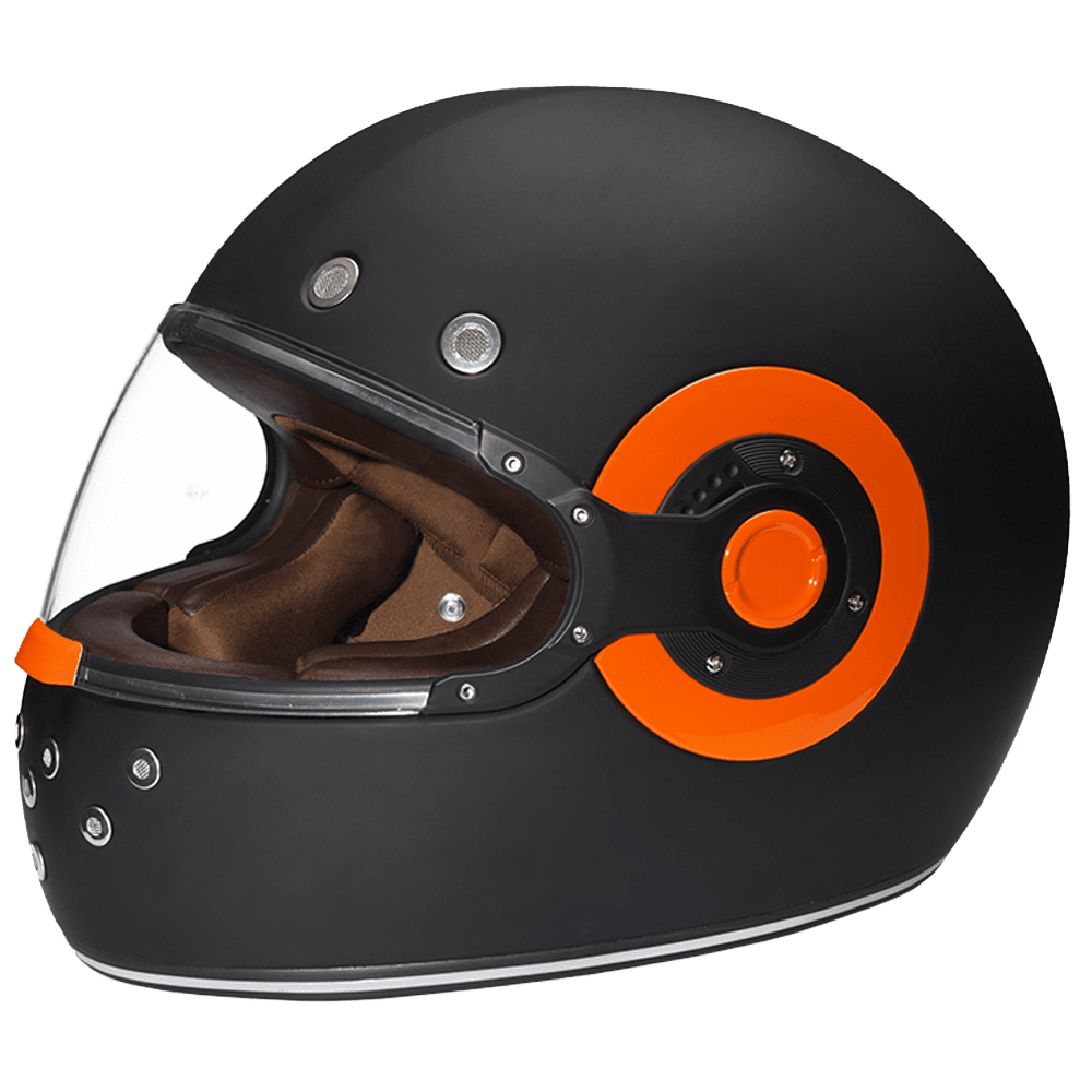 Retro - matte black with orange accents 1